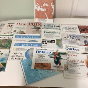 Bundle of National Geographic An Assortment of Vintage Maps Sea Floor World Map